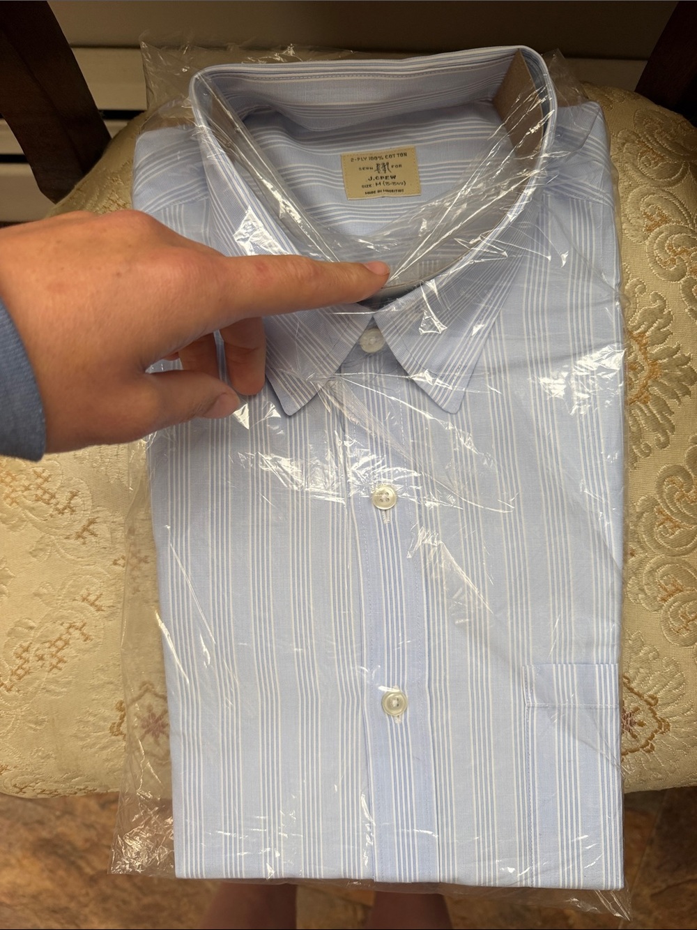 J. Crew Light Blue and White Striped Dress Shirt